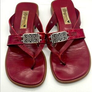 Brighton Red Leather Laura Sandals silver embellished Sz 7.5